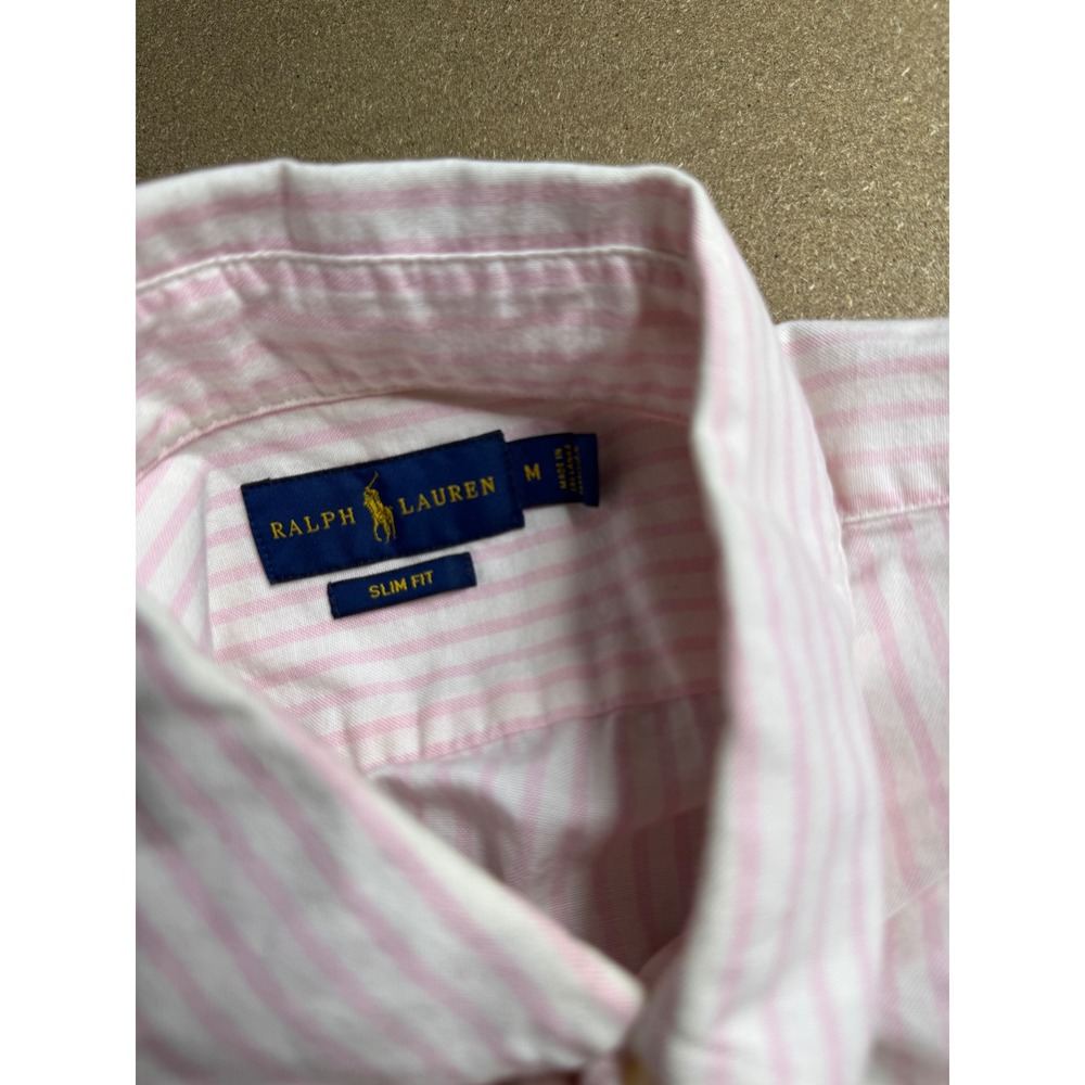 Ralph Lauren Womens Slim Fit Pink White Striped Short Sleeve Button Down Shirt M - Picture 5 of 7